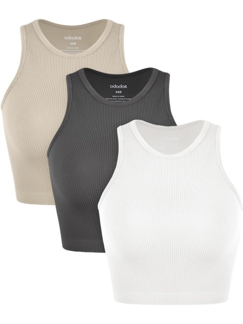 Seamless Ribbed Crop Tank Tops for Women - Soft High Neck 3-Pack Set